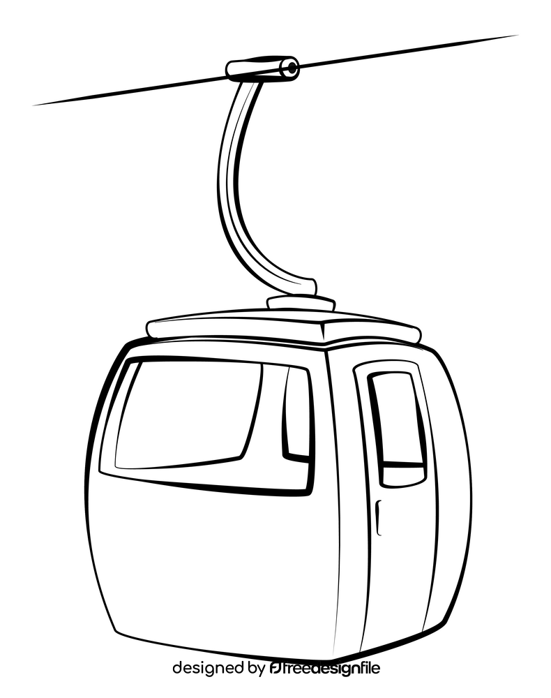 Cable car outline black and white clipart