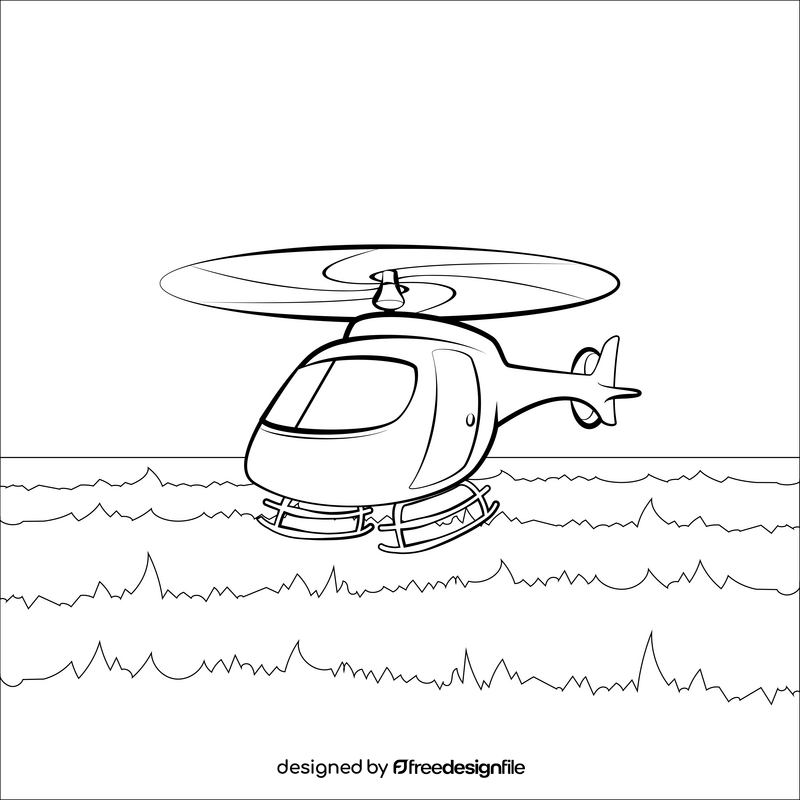 Helicopter drawing black and white vector