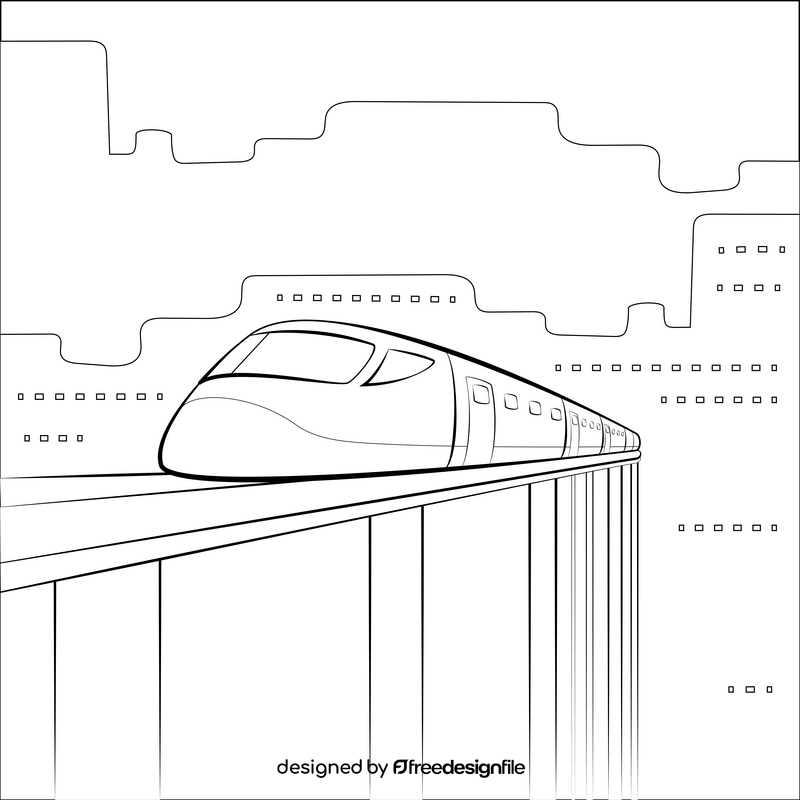 Bullet train drawing black and white vector