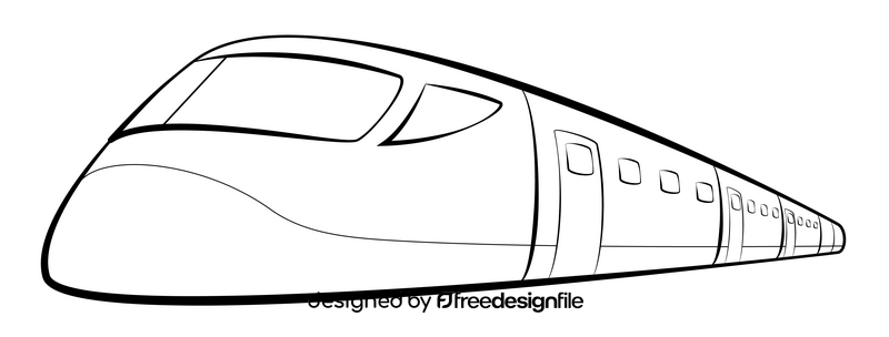 Bullet train outline black and white clipart