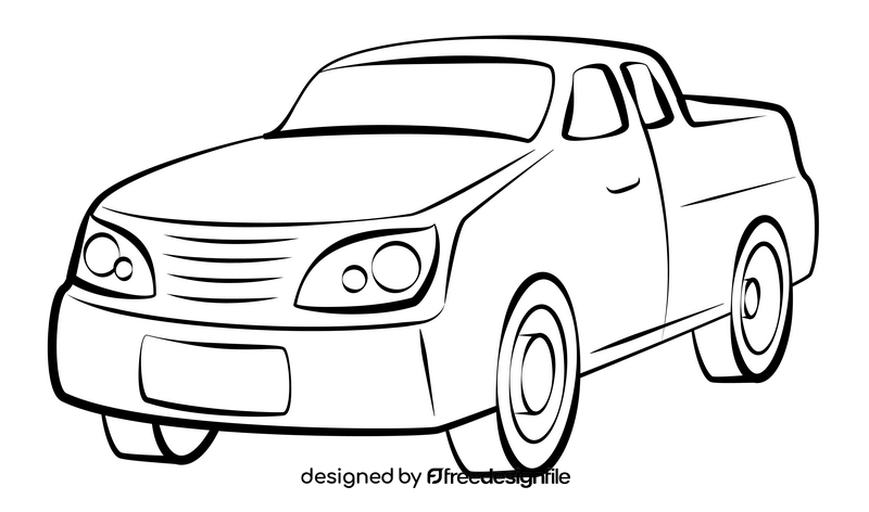 Pickup car outline black and white clipart