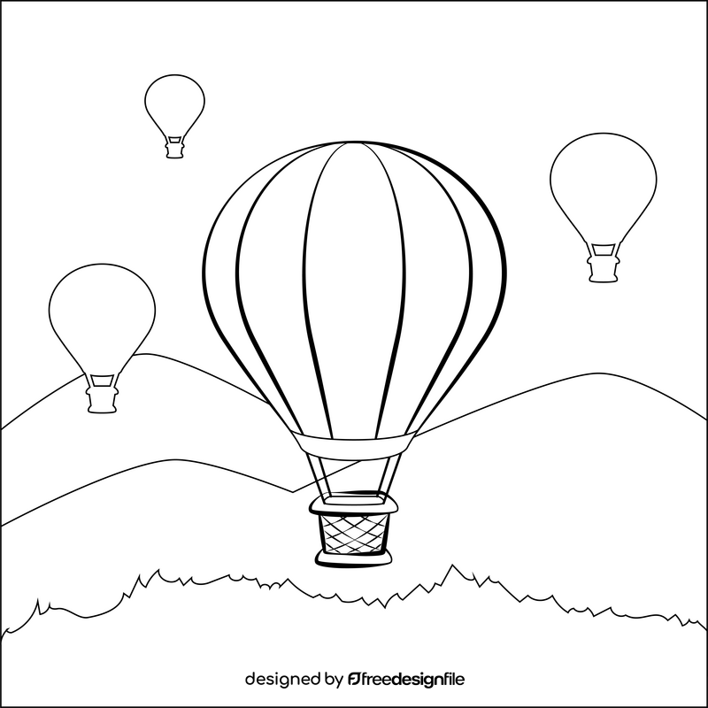 Hot air balloon drawing black and white vector