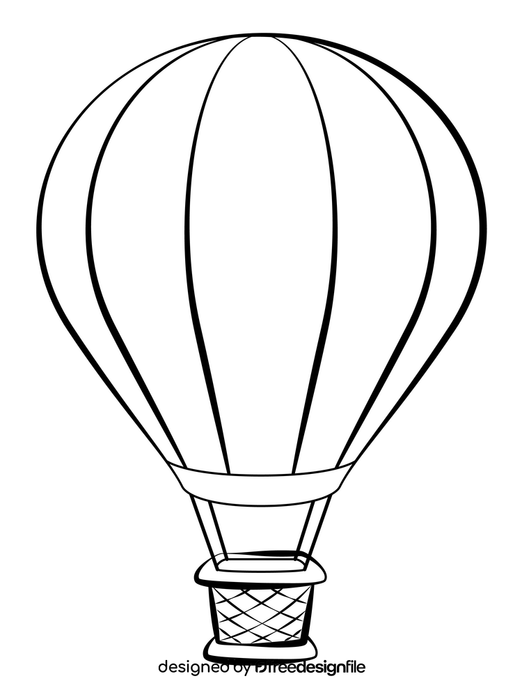 Hot air balloon outline black and white clipart