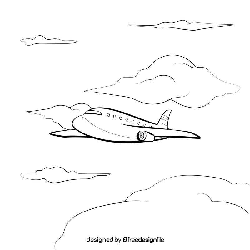 Plane drawing black and white vector