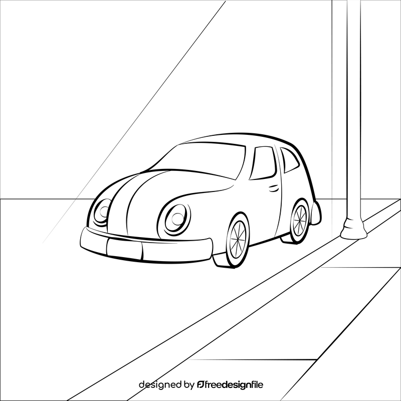 Car drawing black and white vector