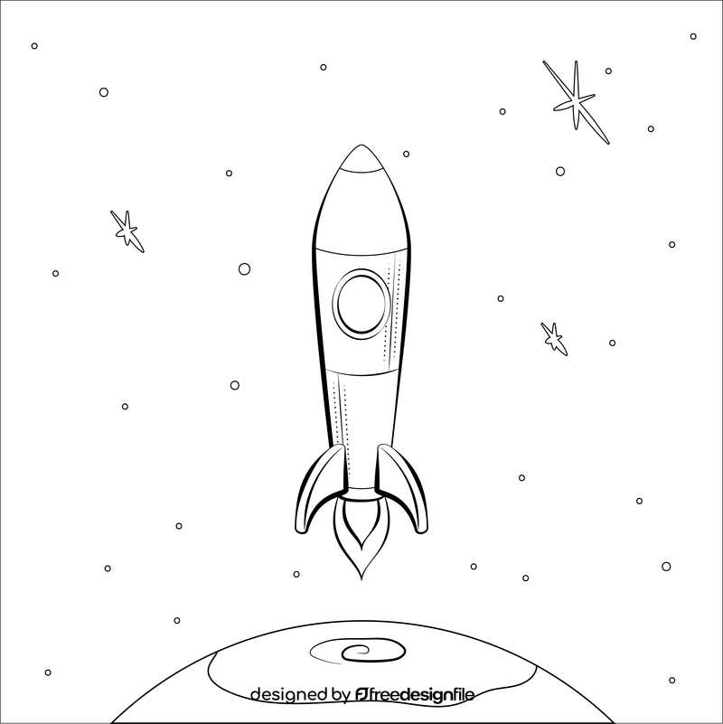 Rocket drawing black and white vector