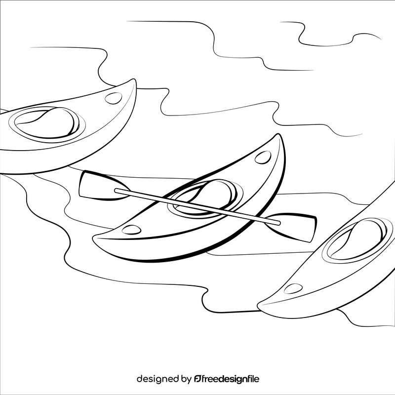 Kayak drawing black and white vector