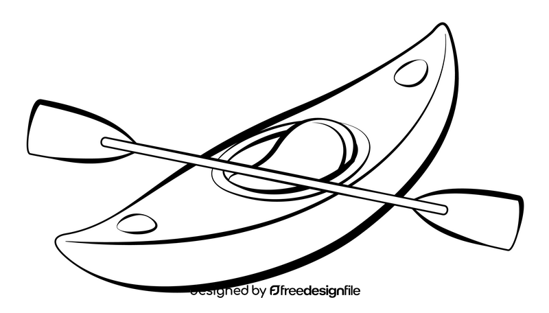 Kayak outline black and white clipart