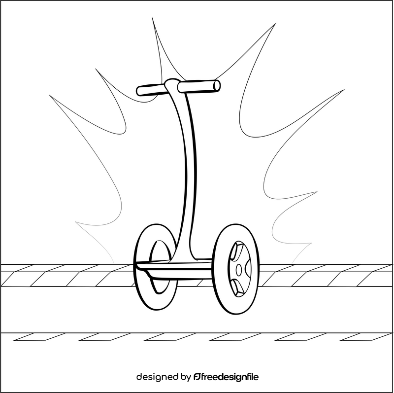 Segway drawing black and white vector