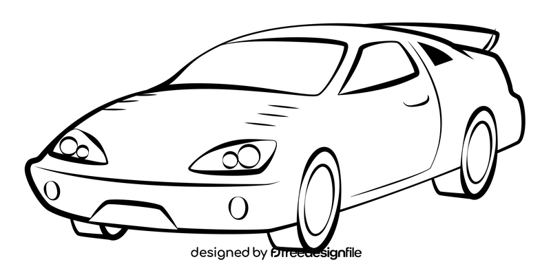 Race car outline black and white clipart