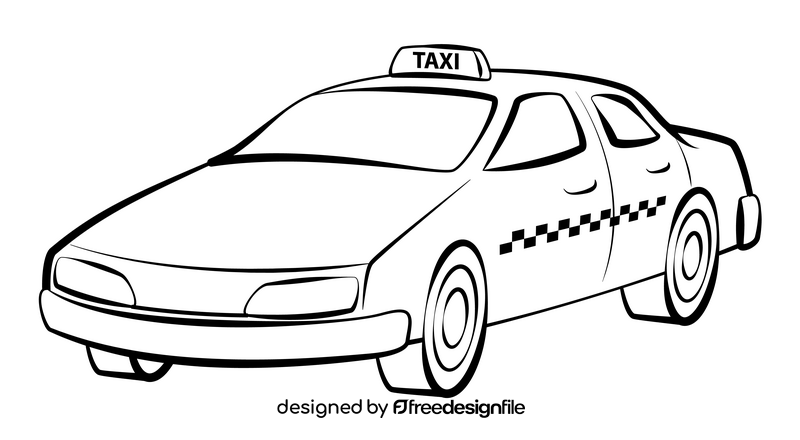 Taxi car outline black and white clipart