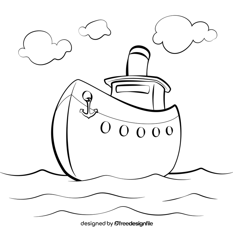 Ship drawing black and white vector