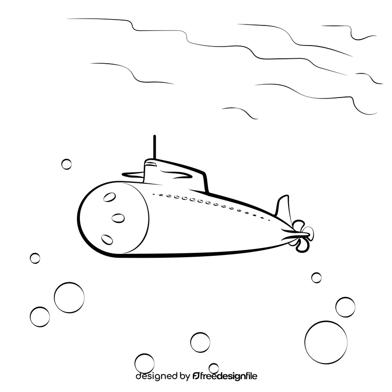 Submarine drawing black and white vector