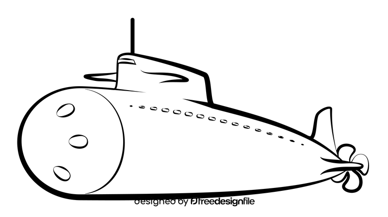 Submarine outline black and white clipart