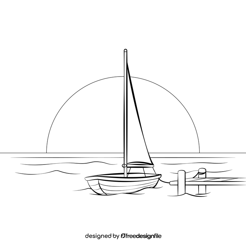Sailboat drawing black and white vector