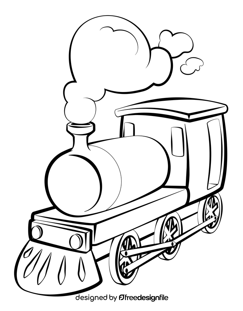 Steam engine outline black and white clipart