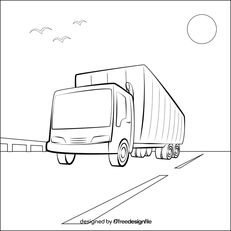 Truck drawing black and white vector