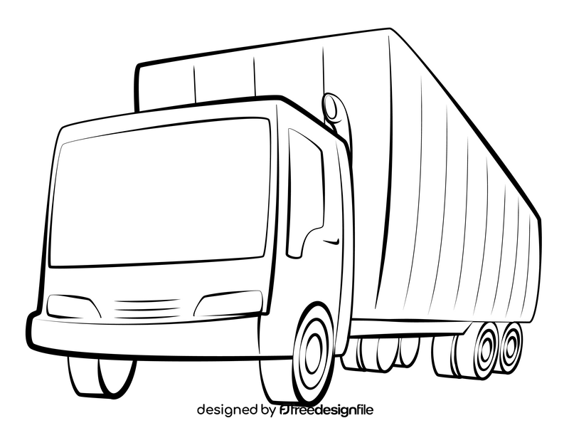 Truck outline black and white clipart