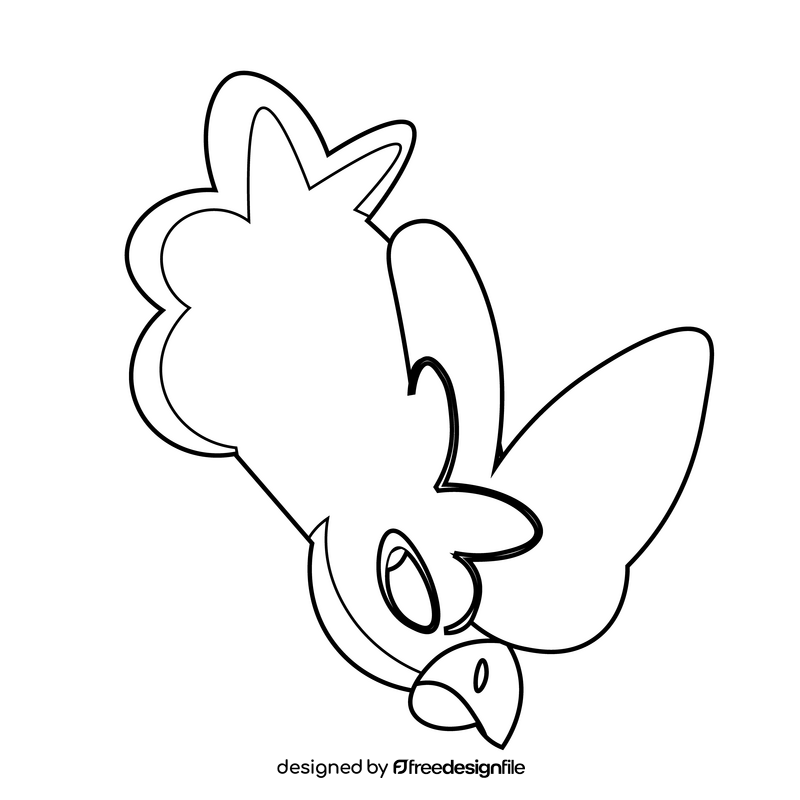 Cockatoo parrot black and white clipart