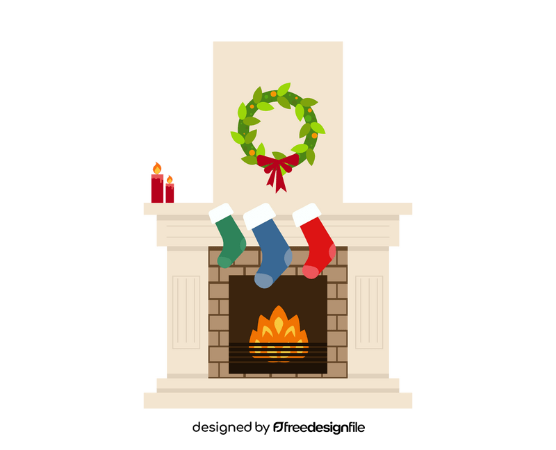 Christmas fireplace clipart