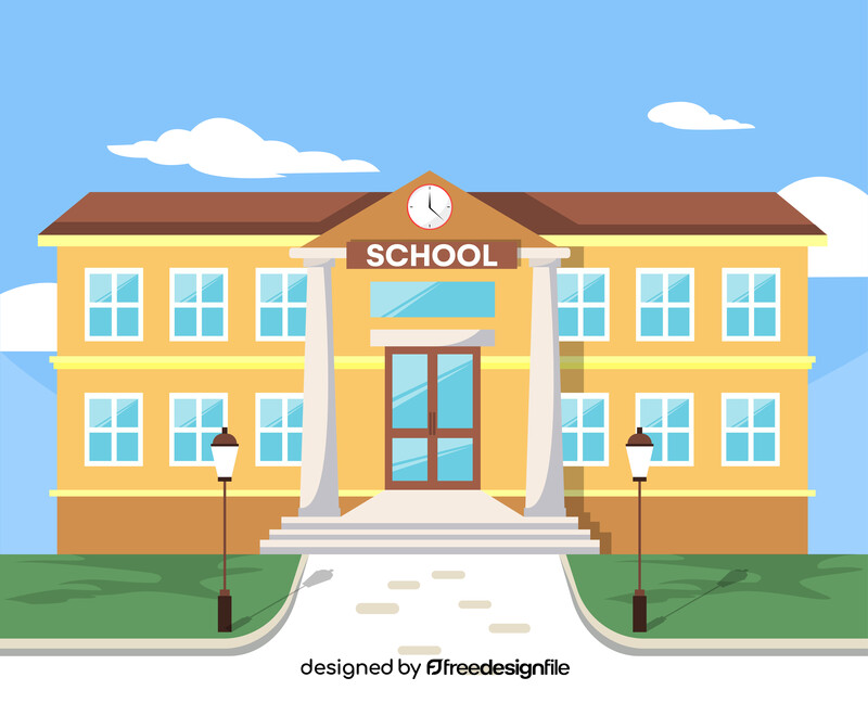 School building illustration vector free download
