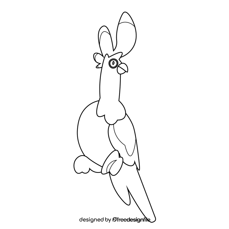 Cockatoo bird black and white clipart