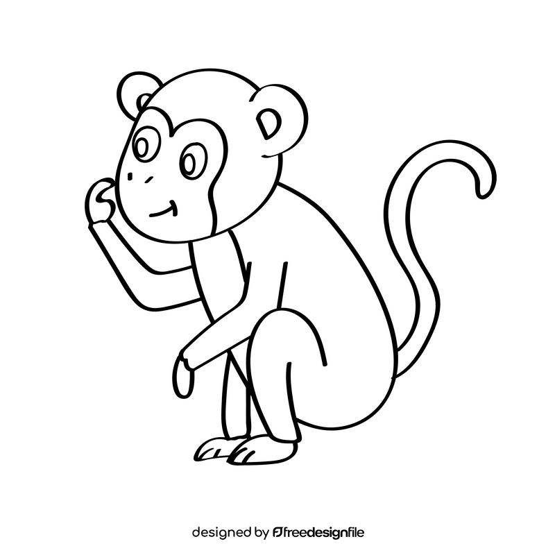 Monkey black and white clipart