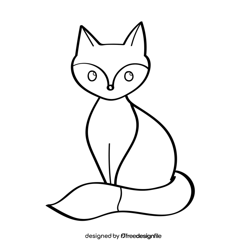 Fox black and white clipart