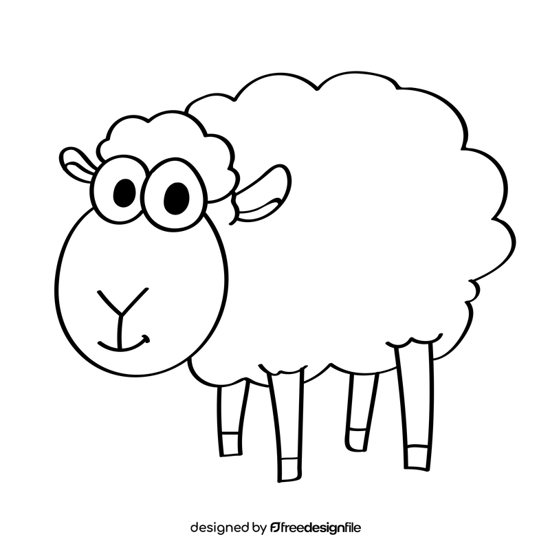 Sheep black and white clipart