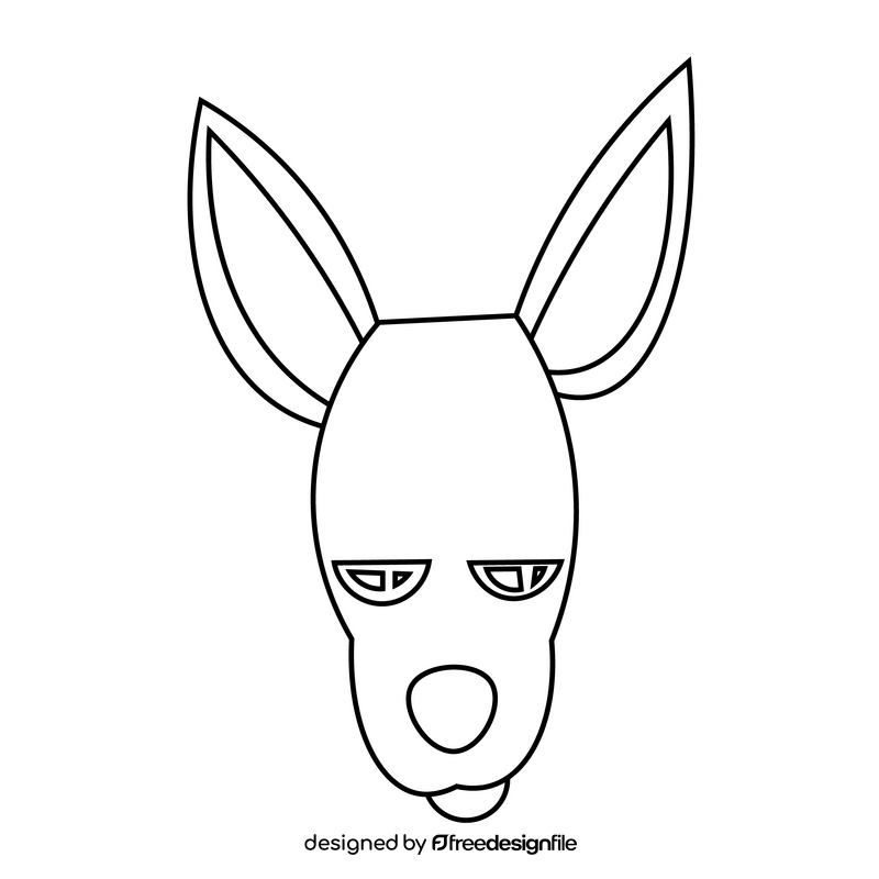 Kangaroo face black and white clipart