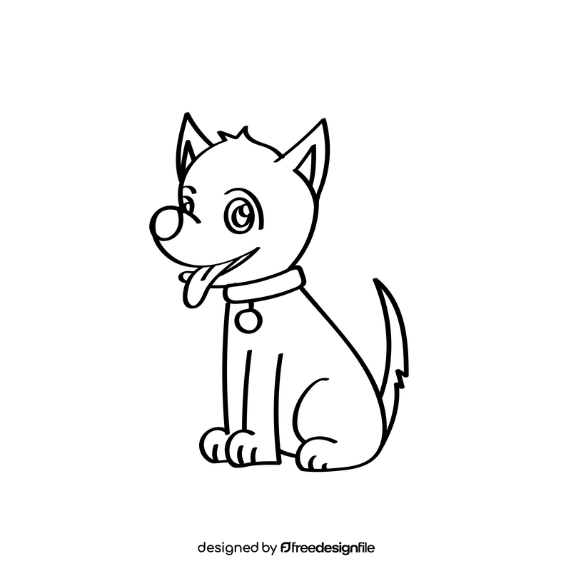 Dog black and white clipart