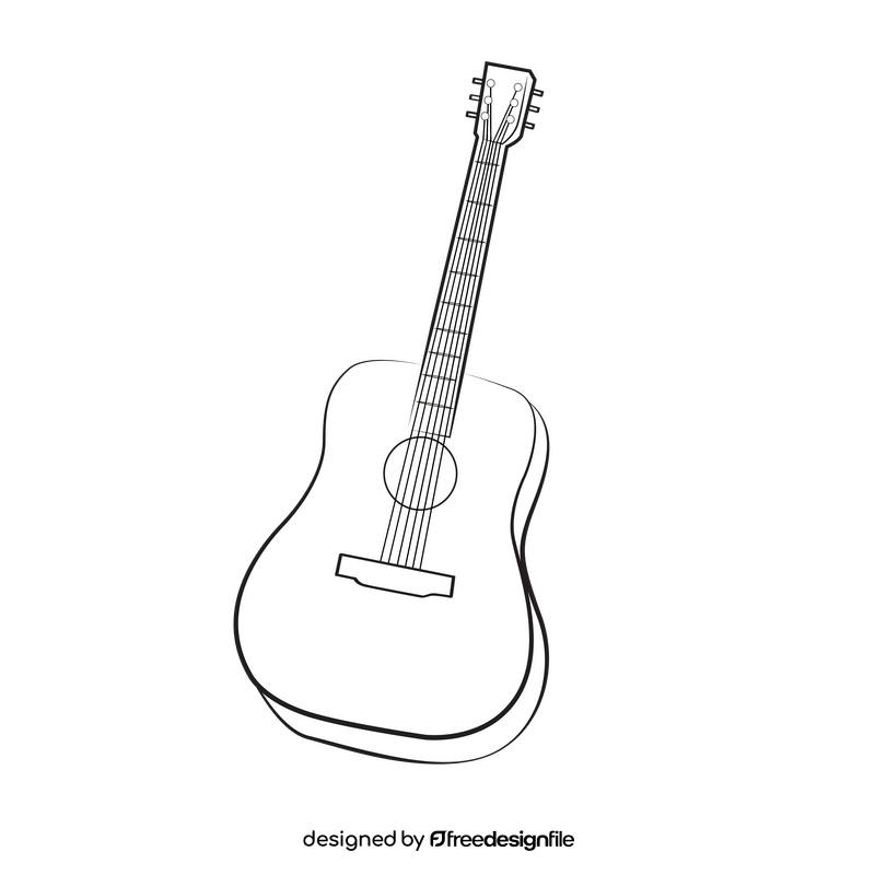 Guitar black and white clipart