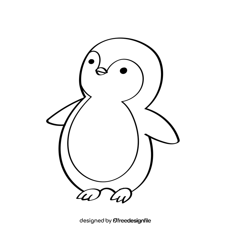 Penguin looking up black and white clipart