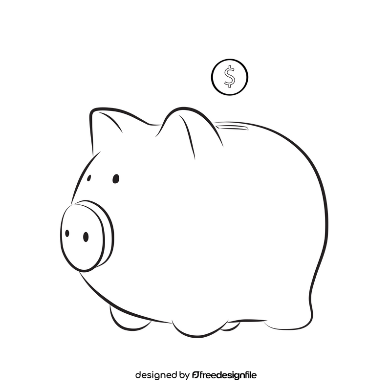 Piggy Bank black and white clipart