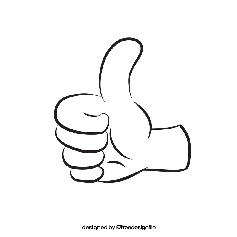 Thumbs up black and white clipart