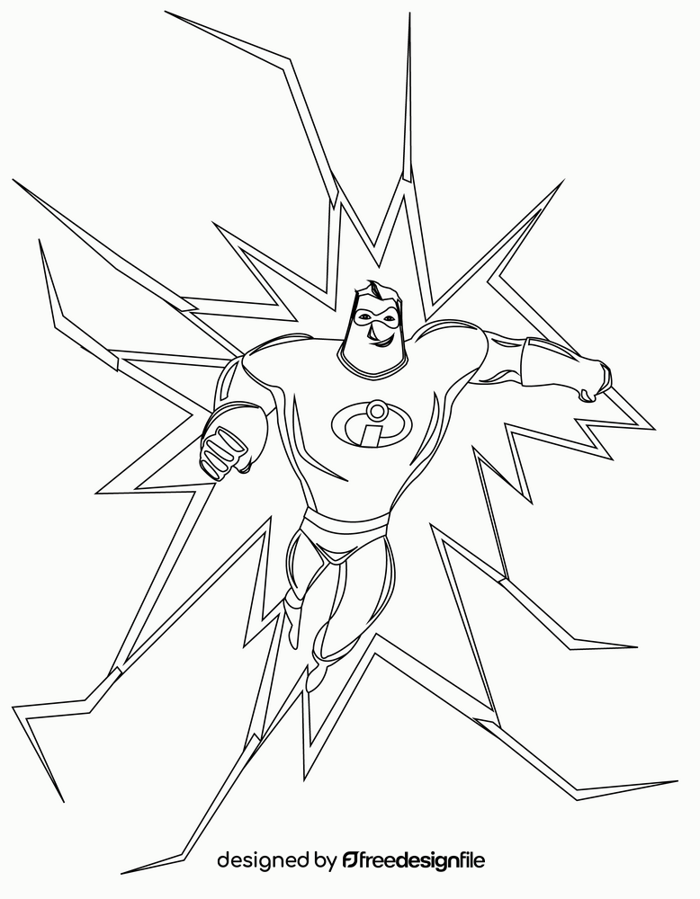 Mr Incredible drawing black and white vector