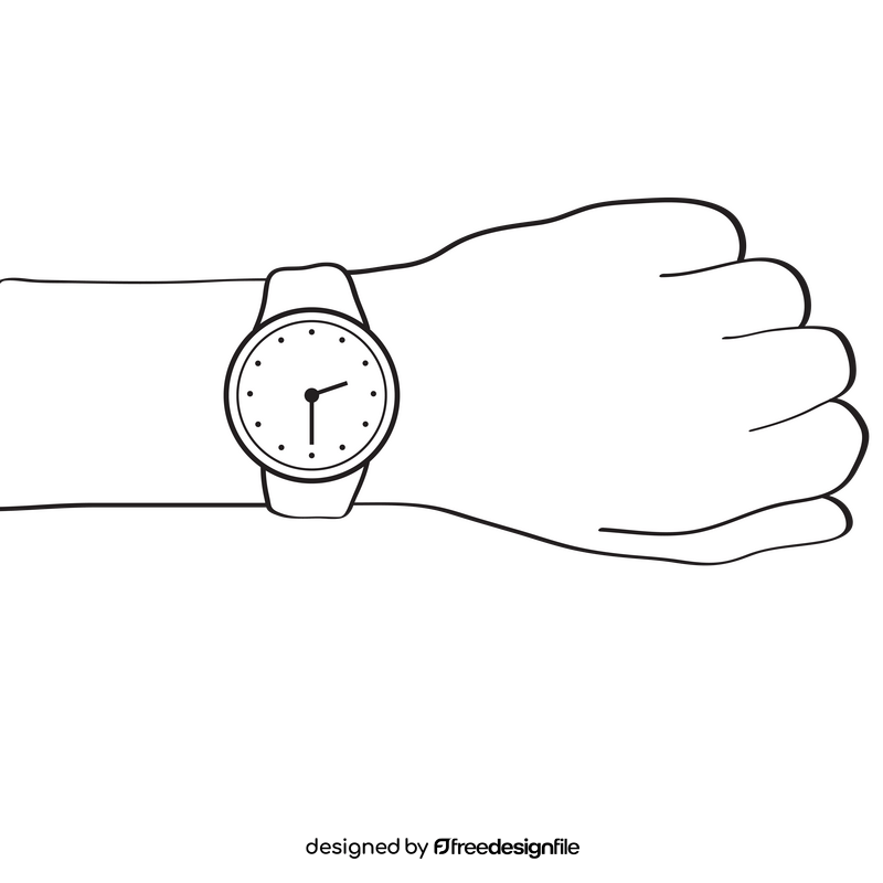 Looking at watch black and white clipart