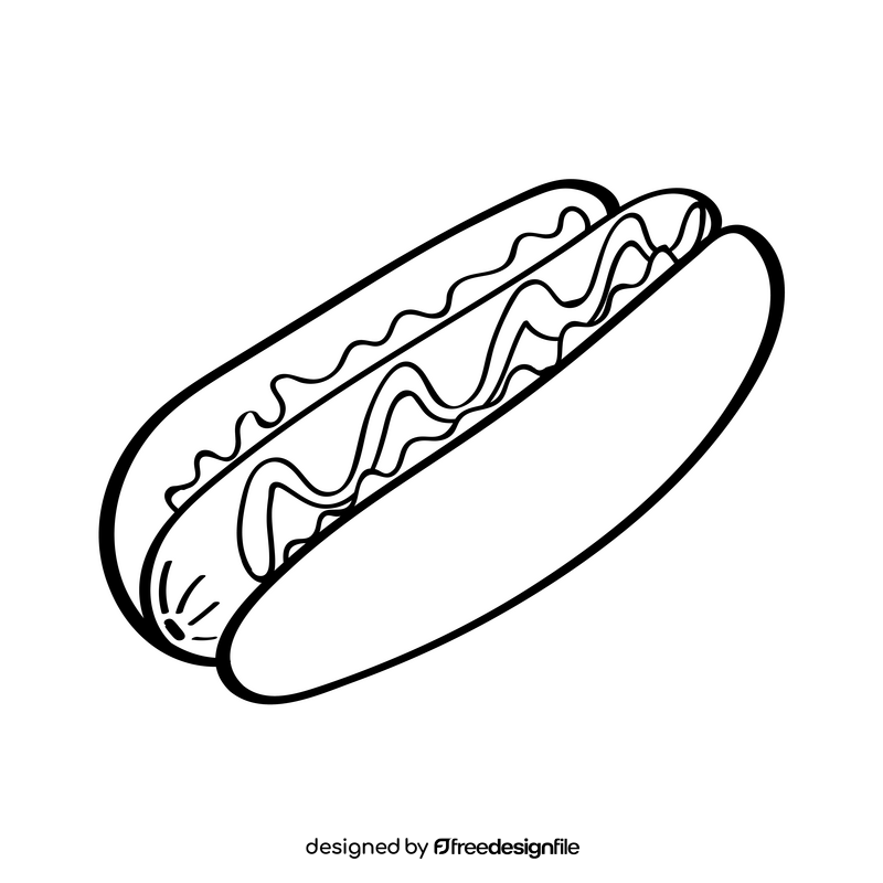 Hotdog black and white clipart