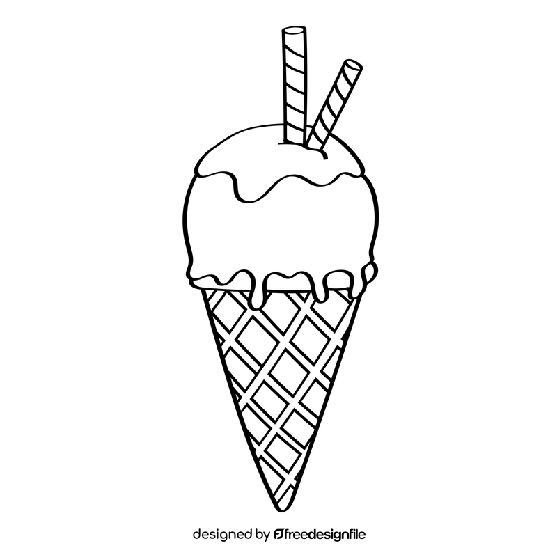 Ice cream black and white clipart