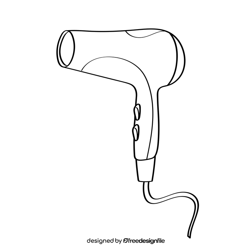 Hair Dryer black and white clipart