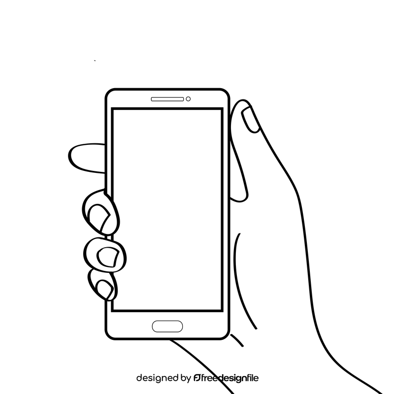 Holding phone social media black and white clipart