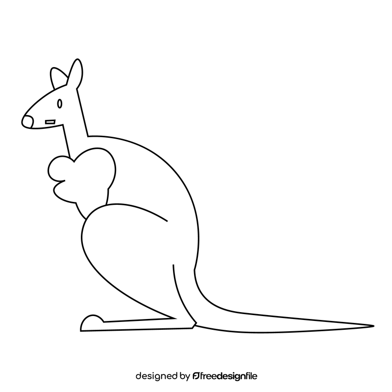 Kangaroo drawing black and white clipart