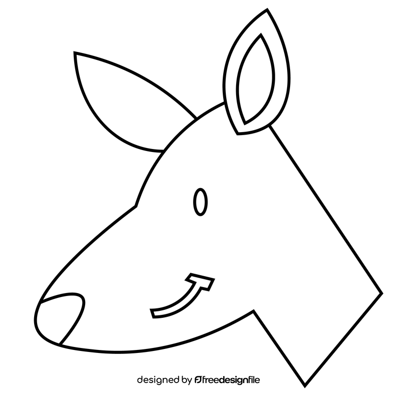 Cartoon kangaroo head black and white clipart