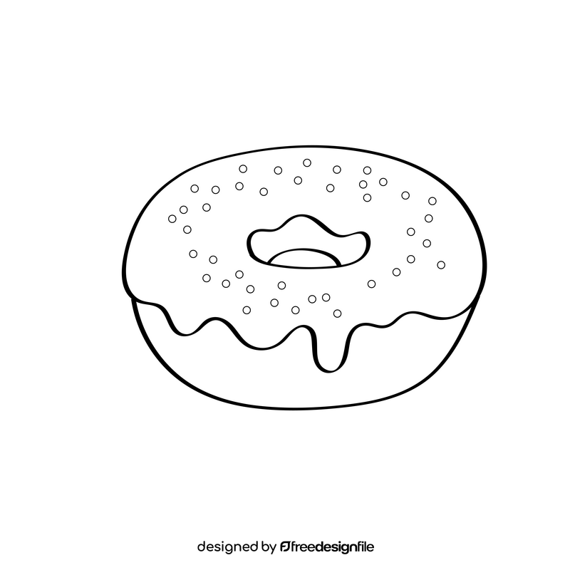Donut black and white clipart