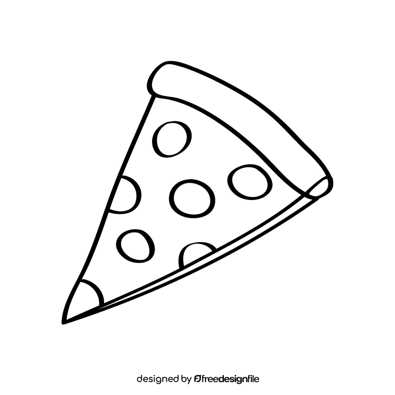 Slice of Pizza black and white clipart