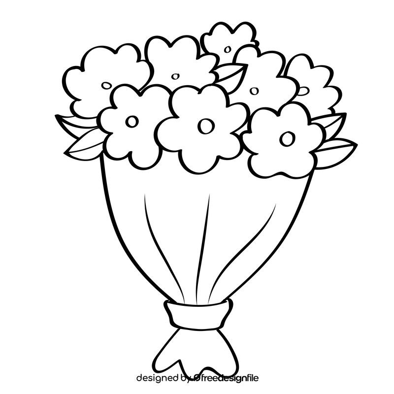 Bouquet black and white clipart