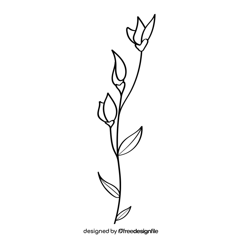 Wildflower black and white clipart