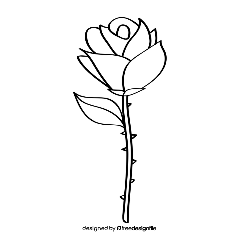 Rose black and white clipart