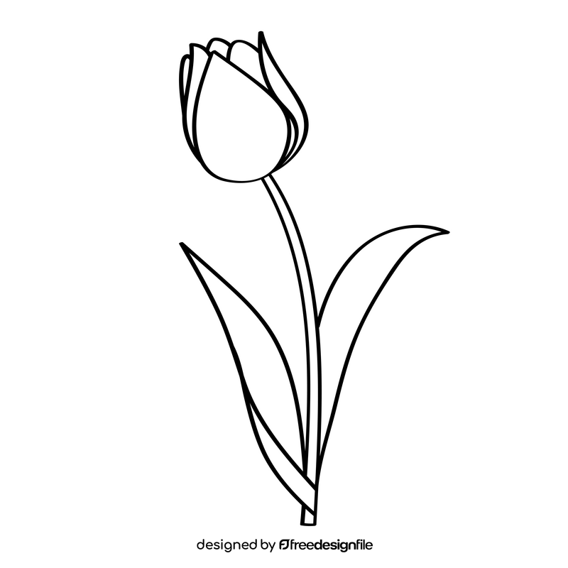 Tulip black and white clipart