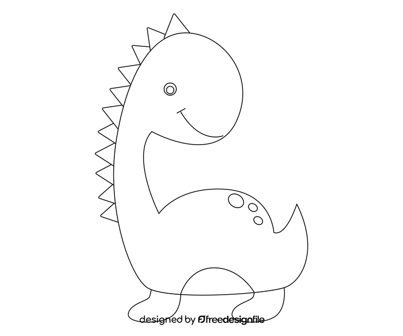 Free baby dinosaur, brontosaurus black and white clipart